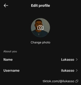 Edit profile_TikTok change tiktok username